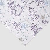 Papier Mousseline Main violette dessinée Snowman de Noël (Détail)