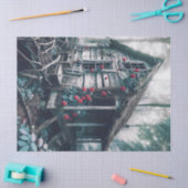 Papier Mousseline Maison ancienne dans les bois avec découpage Rose (Artisanat)