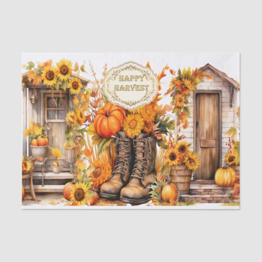 Papier Mousseline Maison d'automne (Recto)