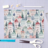 Papier Mousseline Maison de Noël Motif sans couture (Artisanat)