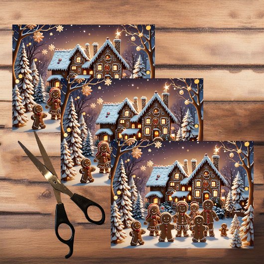 Papier Mousseline Maison en pain d'épices et famille de pain d'épice