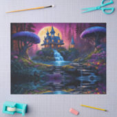 Papier Mousseline Maison gothique sur Hill avec cascades (Artisanat)