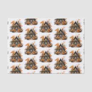 Papier Mousseline Maison hantée avec Motif Citrouille d'Halloween