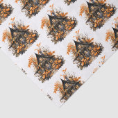 Papier Mousseline Maison hantée avec Motif Citrouille d'Halloween (Détail)