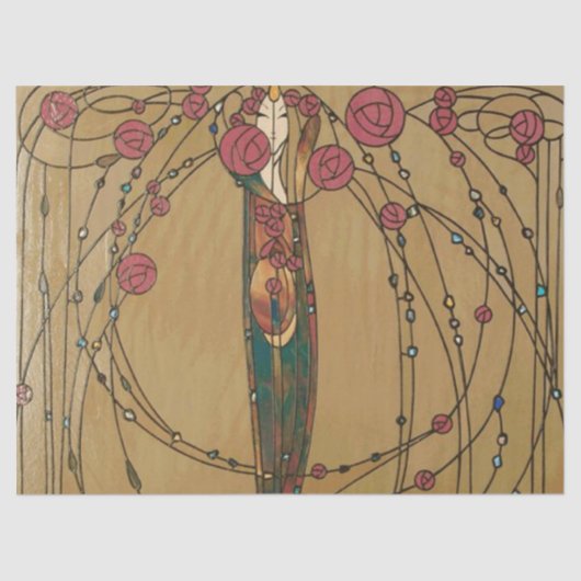 Papier Mousseline Maison rose par Margaret MacDonald MacKintosh (Recto)