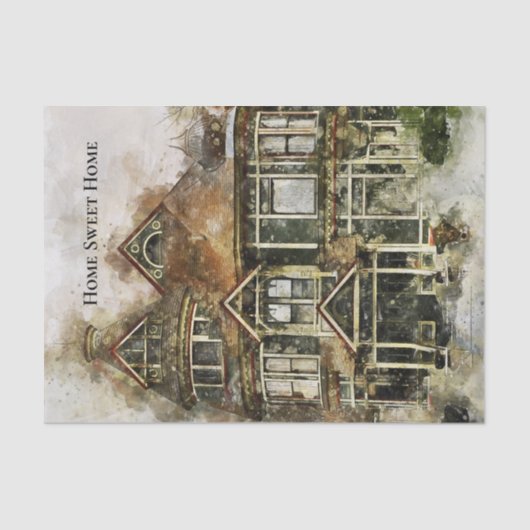 Papier Mousseline Maison Sweet Maison victorienne dans les tons de B (Recto)