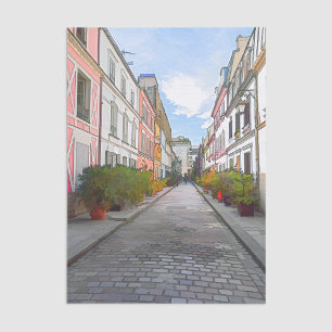 Papier Mousseline Maisons colorées rue Cremieux - Paris