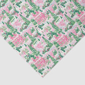 Papier Mousseline Maisons de Noël rose et vert (Détail)