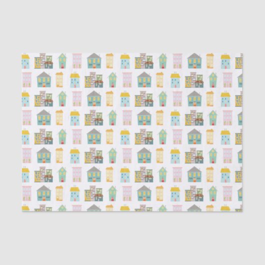 Papier Mousseline Maisons immobilières colorées (Recto)