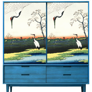 Papier Mousseline Maîtrise vintage de Hiroshige Paire de Grues