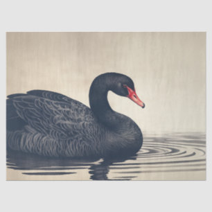 Papier Mousseline Majestic Black Swan Vintage Découpage Oiseau Impri
