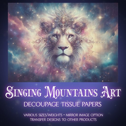 Papier Mousseline Majestic Celestial King Lion Decoupage