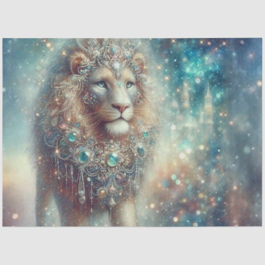 Papier Mousseline Majestic Fantasy Lion King Decoupage (Recto)