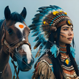 Papier Mousseline  Majestic Horse And Young Native Woman