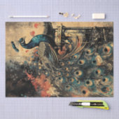 Papier Mousseline Majestic Peacock on Oriental Pagoda (Artisanat)