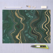 Papier Mousseline Malachite vert foncé et strate d'huile d'or (Artisanat)