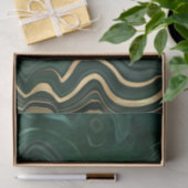 Papier Mousseline Malachite vert foncé et strate d'huile d'or (Cadeau)
