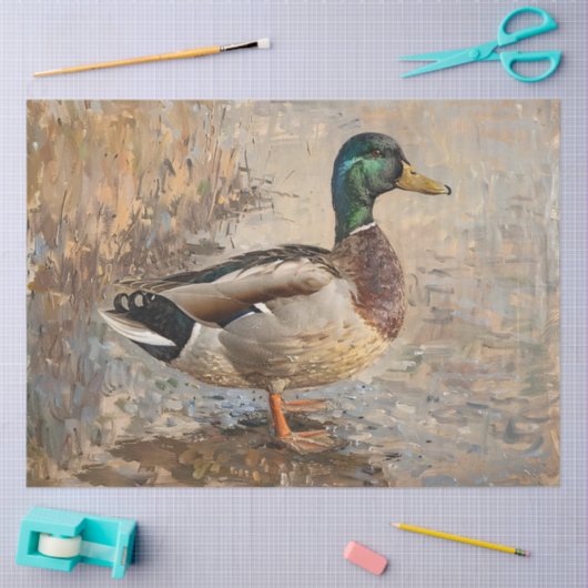 Papier Mousseline Mallard Duck Faune Peinture Découpage (Artisanat)