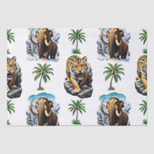 Papier Mousseline Mammoth Sabertooth Tiger âge de glace Conception M