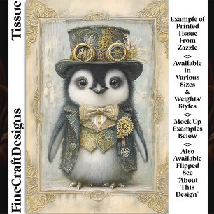 Papier Mousseline Manchot bébé Steampunk victorien DL3R découpage