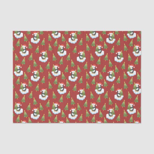 Papier Mousseline Manchots pour Noël (Recto)