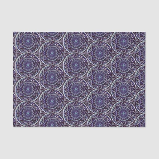 Papier Mousseline Mandala bleu pour le découpage (Recto)