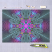 Papier Mousseline Mandala Colorful spiritual Fractal Art With Pink (Artisanat)