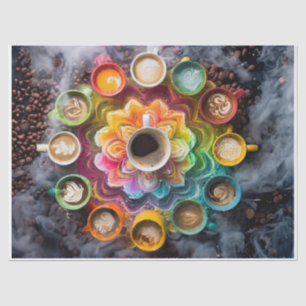 Papier Mousseline Mandala de haricot Java, tasses colorées