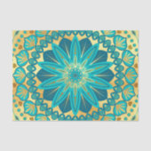 Papier Mousseline Mandala Fleur Or Bleu (Recto)