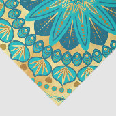 Papier Mousseline Mandala Fleur Or Bleu (Détail)