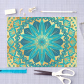 Papier Mousseline Mandala Fleur Or Bleu (Artisanat)