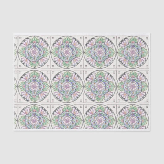 Papier Mousseline Mandala Floribunda design sur papier de tissu (Recto)