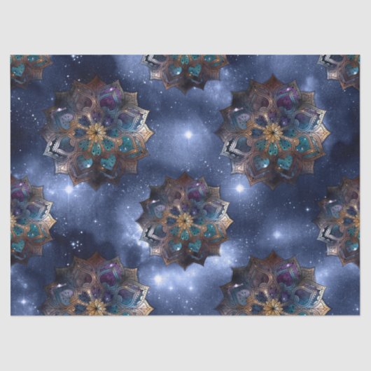 Papier Mousseline Mandala Gold et Green sur la page de découpage Dar (Recto)