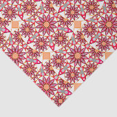 Papier Mousseline Mandala motif, corail, pêche, blanc et gris (Détail)