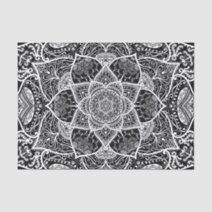 Papier Mousseline Mandala noir et blanc - Loergann dans Raven