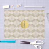 Papier Mousseline Mandala Or & Blanc Elegant Chic Monogramme Moderne (Artisanat)