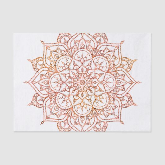 Papier Mousseline Mandala rose et orange sur Glam blanc (Recto)