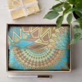 Papier Mousseline Mandala superposé bleu marron or (Cadeau)