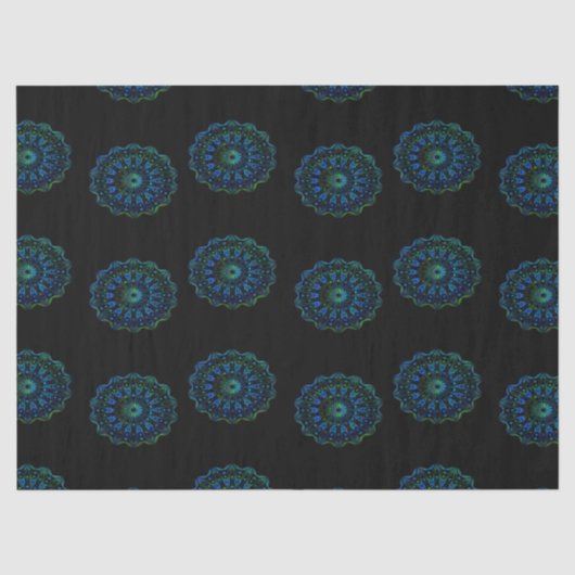 Papier Mousseline Mandala vert bleu (Recto)