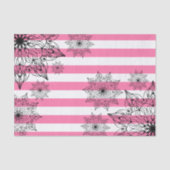 Papier Mousseline Mandalas en dentelle noire sur bandes roses et bla (Recto)