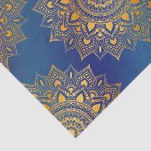 Papier Mousseline Mandalas en or sur Découpage bleu (Détail)