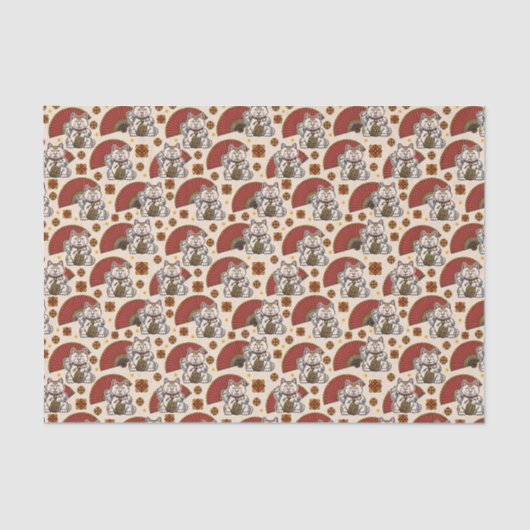 Papier Mousseline Maneki Neko Chat (Recto)