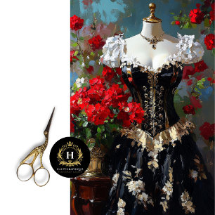 Papier Mousseline Mannequin en corset noir de luxe découpage floral 
