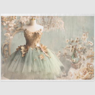 Papier Mousseline Mannequin vintage, tutu vert menthe, shabby chic