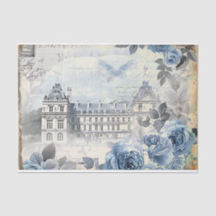 Papier Mousseline Manoir bleu français