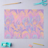 PAPIER MOUSSELINE MARBLED PAPER,ABSTRACT PINK BLUE PEACOCK PATTERN (Artisanat)
