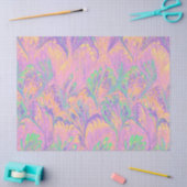 PAPIER MOUSSELINE MARBLED PAPER,ABSTRACT PINK GREEN  PEACOCK PATTERN (Artisanat)