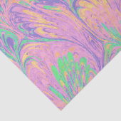 PAPIER MOUSSELINE MARBLED PAPER,ABSTRACT PINK GREEN  PEACOCK PATTERN (Détail)