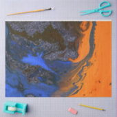 Papier Mousseline marbre Abstrait texturé marine orange foncé fi (Artisanat)