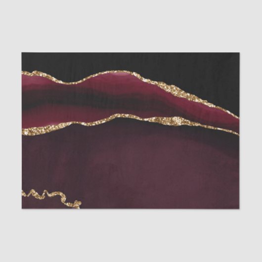 Papier Mousseline Marbre Agate Chic Black Purple Gold Parties scinti (Recto)